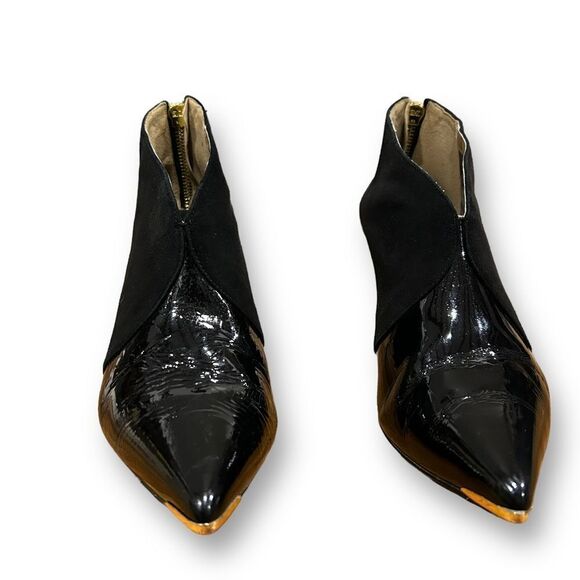 Ted Baker Hainns Suede Leather and Gold Heeled Pointed Toe Ankle Shoe Boots - Picture 7 of 16